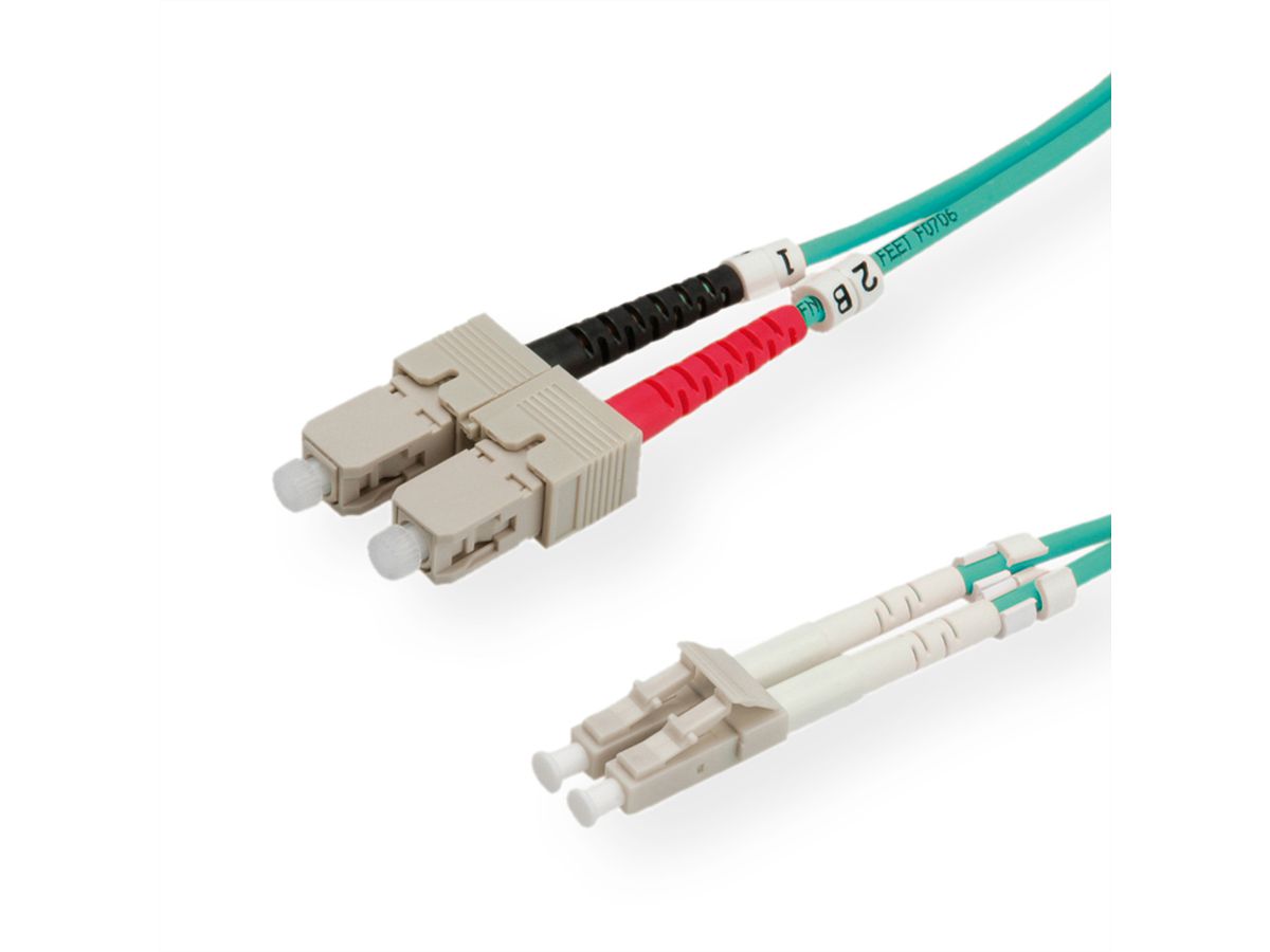 ROLINE Fibre Optic Jumper Cable, 50/125µm, LC/SC, OM3, turquoise, 2 m