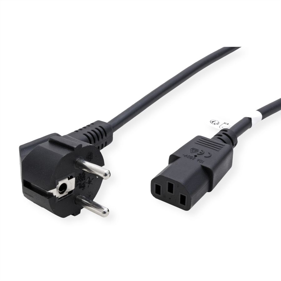 ROLINE GREEN Power Cable, straight IEC Connector, black, 3 m