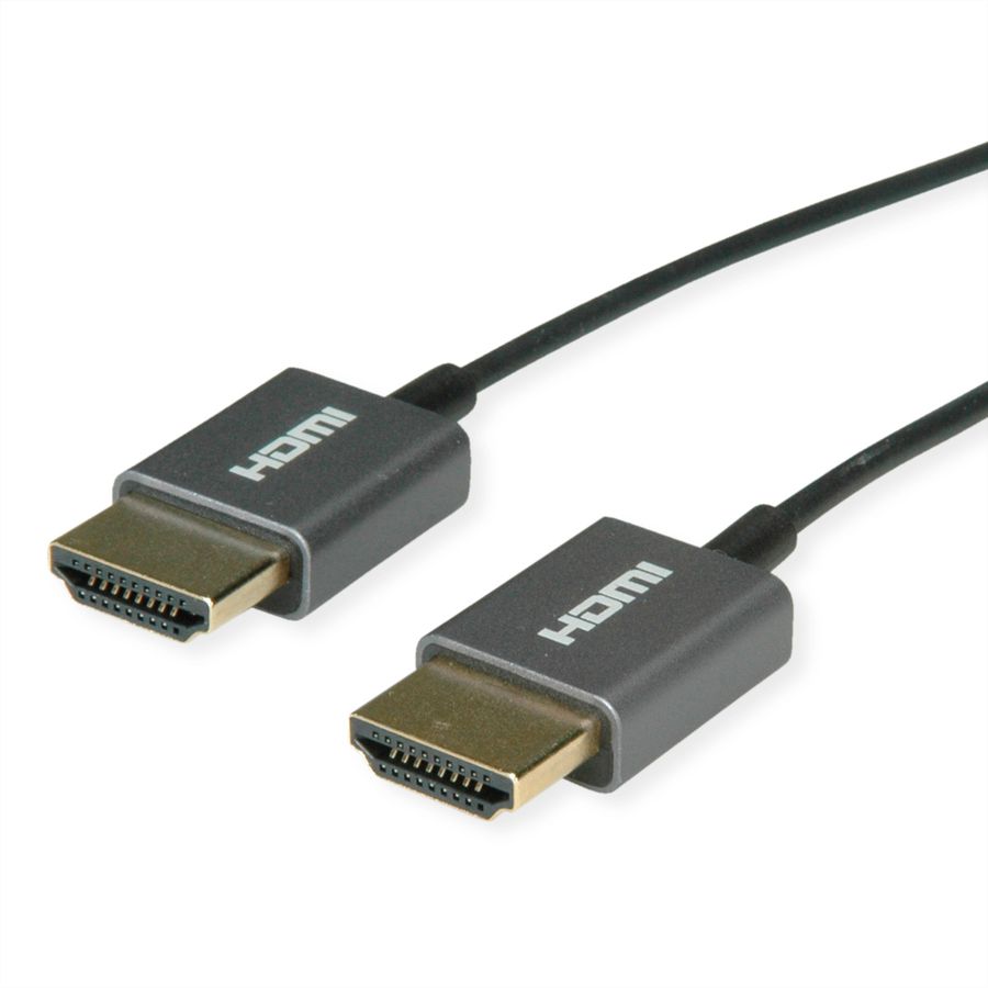 ROLINE HDMI 8K (7680 x 4320) Ultra HD Cable + Ethernet, M/M, Coaxial, Ultra-Slim, black, 1.5 m