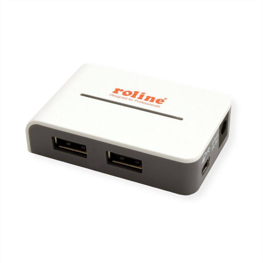 ROLINE USB 2.0 Hub "Black and White", 4 Ports, with Power Supply