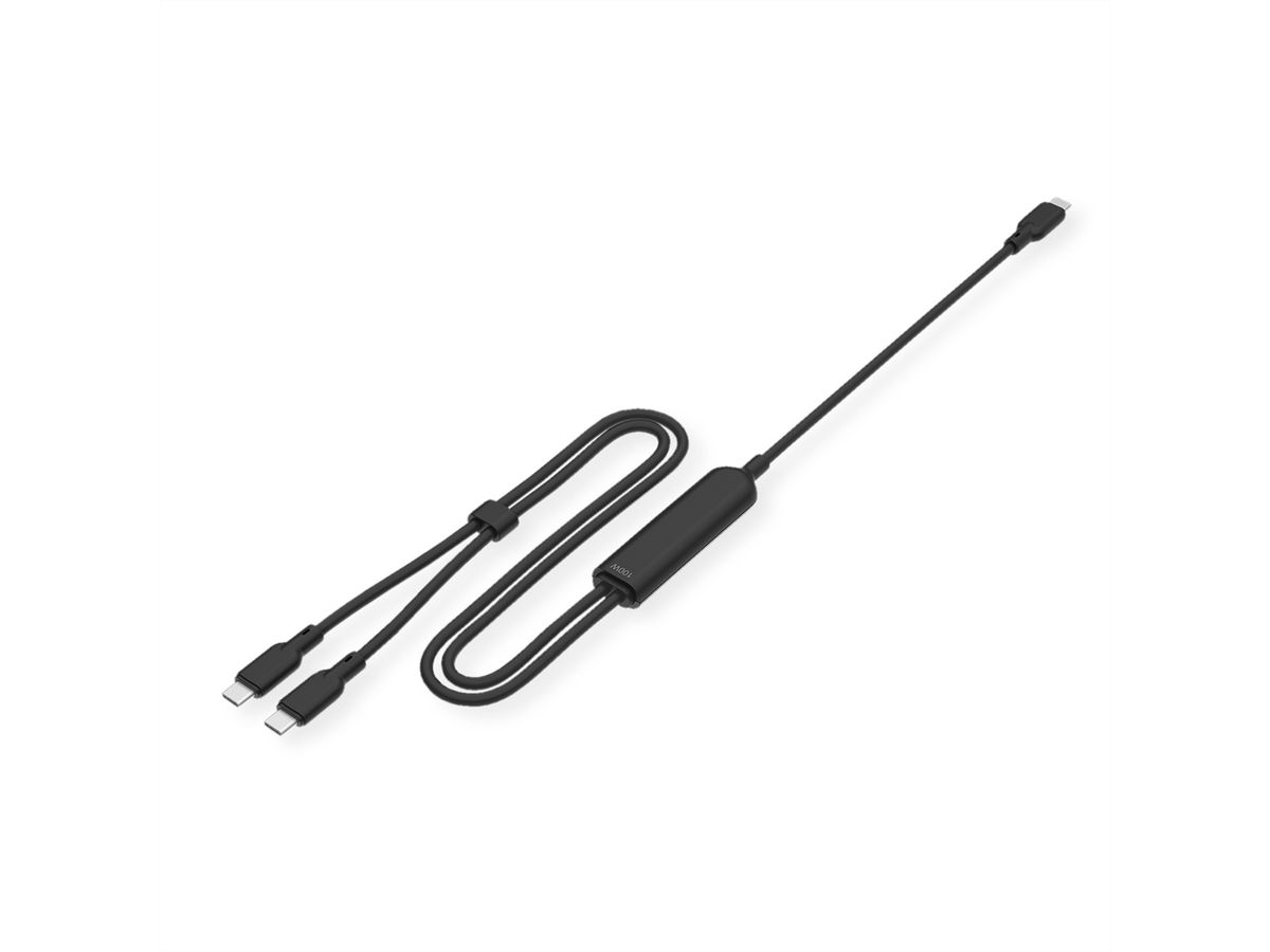 VALUE USB 2.0 Y-Splitter Charging Cable, 1x C to 2x C, max. 100W, black, 1.8 m