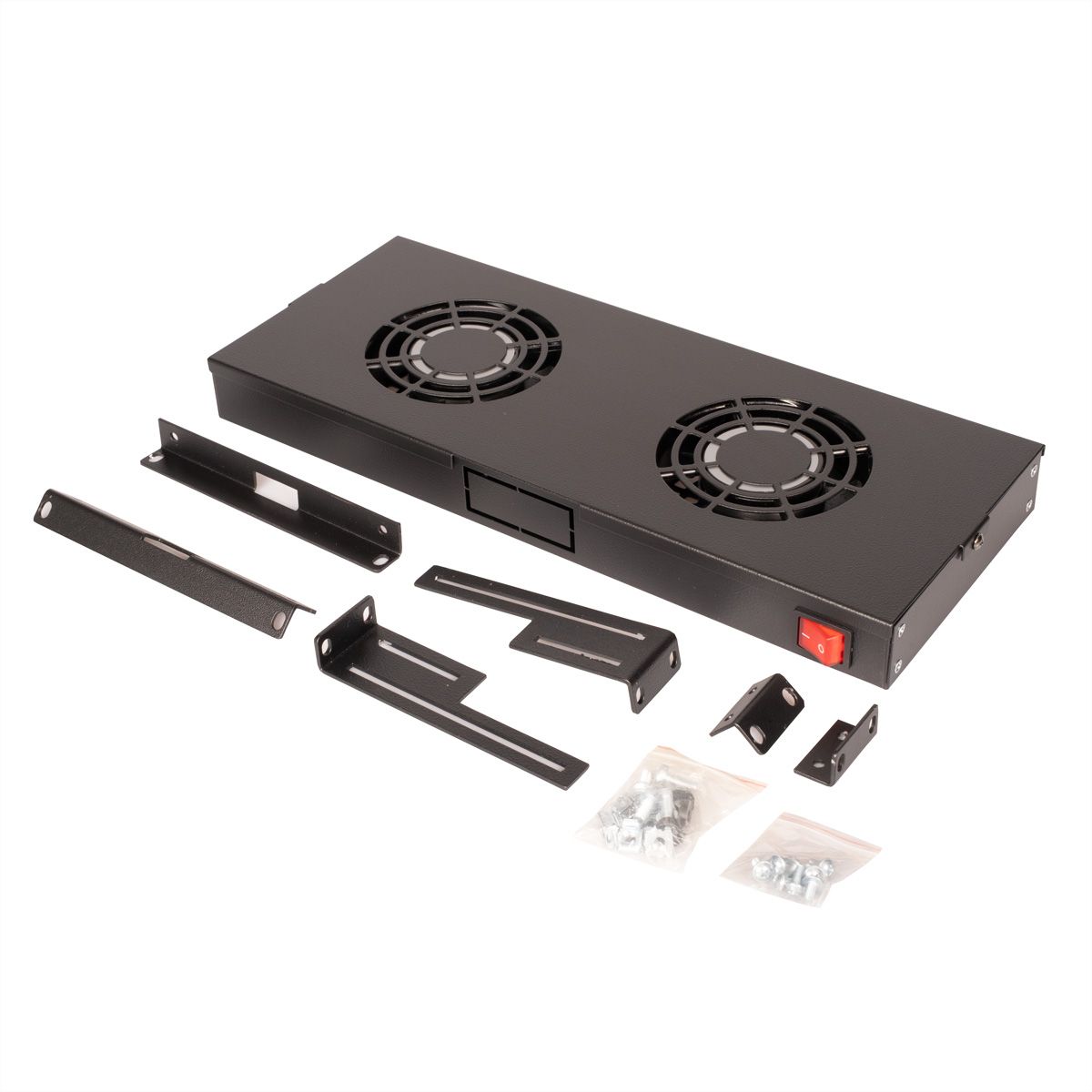 ROLINE 19" Fan unit with 2 fans, ON/OFF black