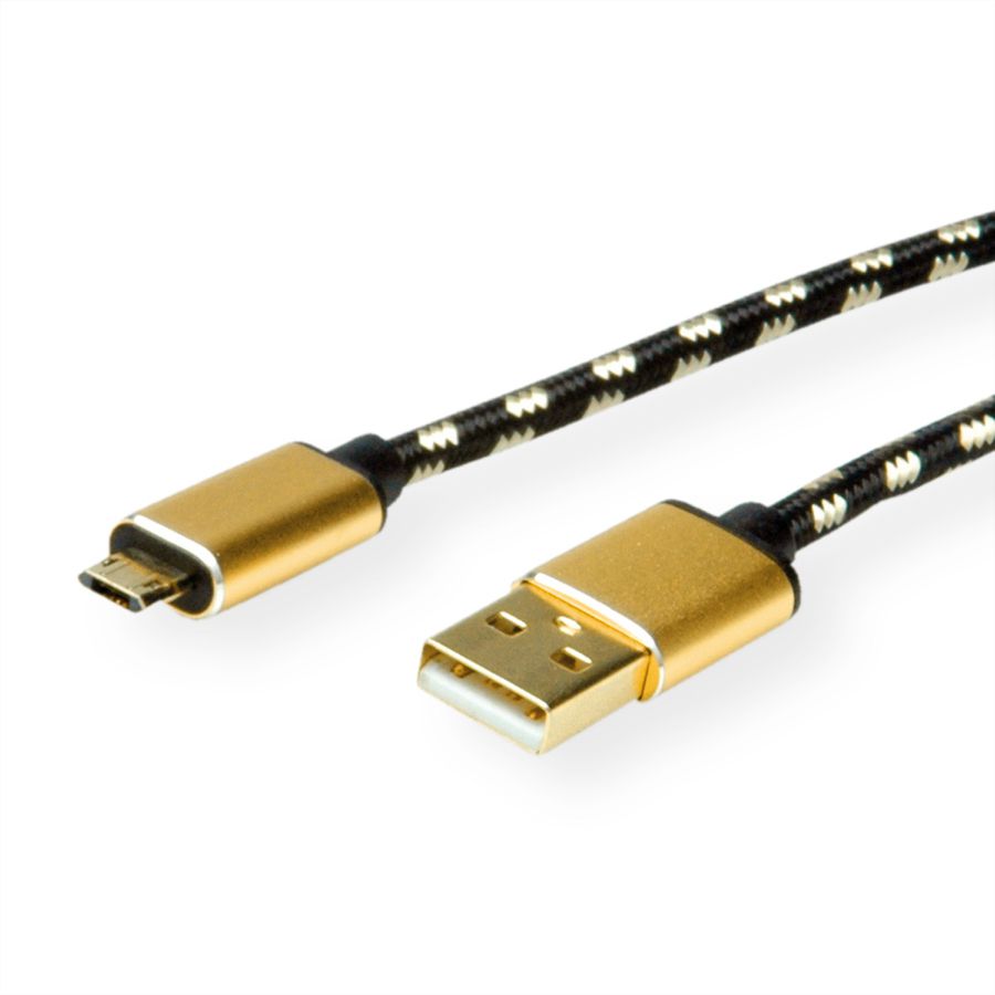 ROLINE GOLD USB 2.0 Cable, A - Micro B (reversible), M/M, 0.8 m