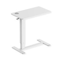 ROLINE Gas Spring Side Table / Workstation, height-adjustable, hidden casters, white