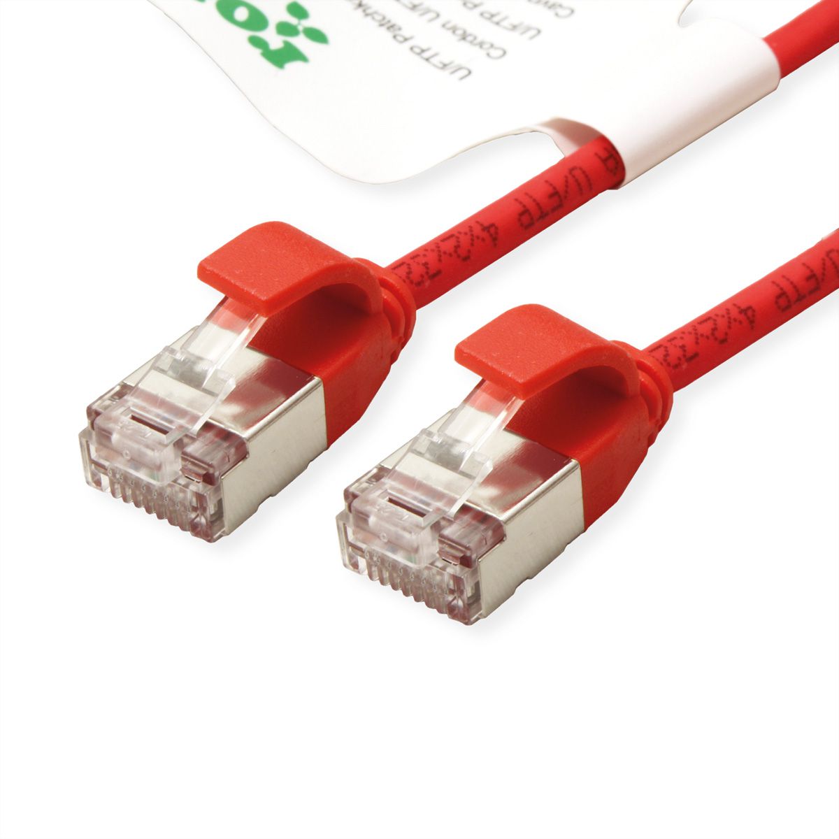 ROLINE GREEN U/FTP DataCenter Patch Cord Cat.6A (Class EA), LSOH, slim, red, 0.15 m