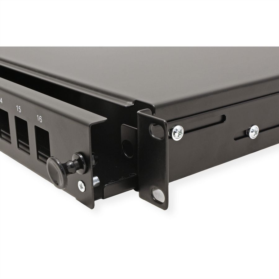 ROLINE 19" 1U Fiber Optic Patch Panel, for 16 Keystones, black
