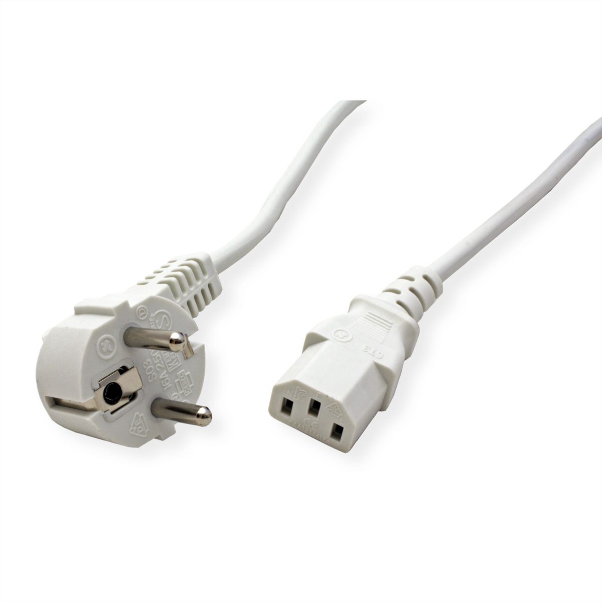 VALUE Power Cable, straight IEC Conncector, white, 1.8 m