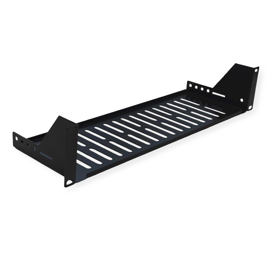VALUE 19"-Fixed Shelf, 440 x 150mm, max. 15kg, 2U, U-Shape, black