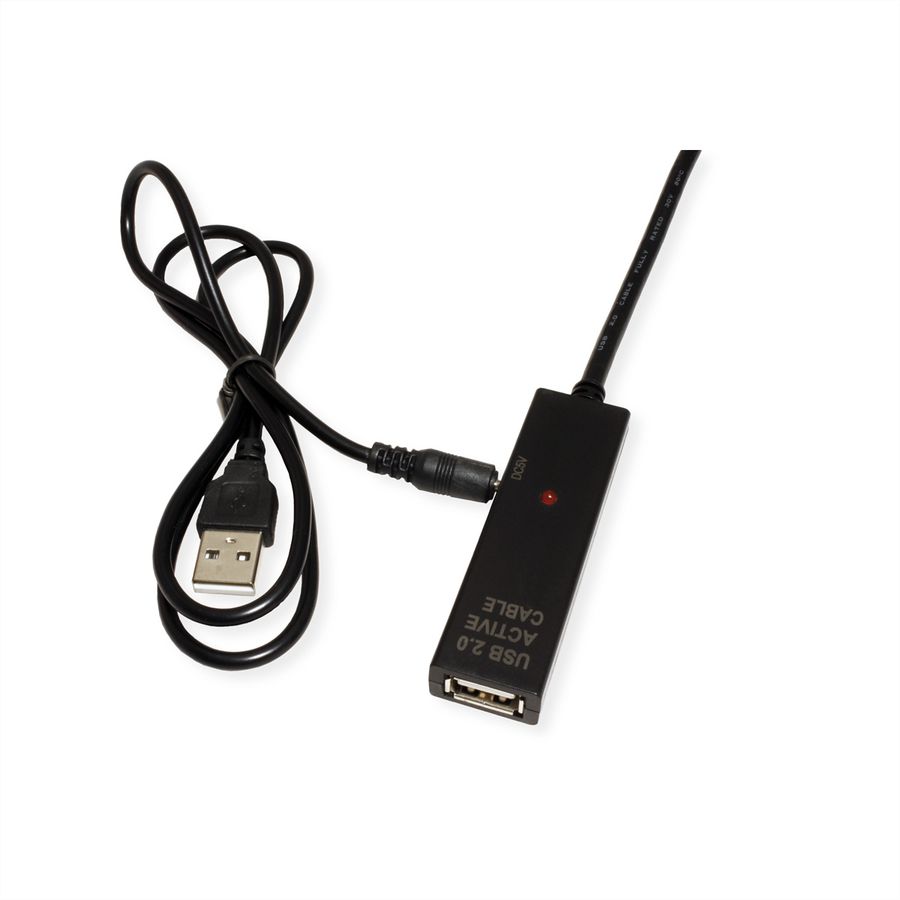 VALUE USB 2.0 Extension Cable, Active with Repeater, A - C, black, 10 m