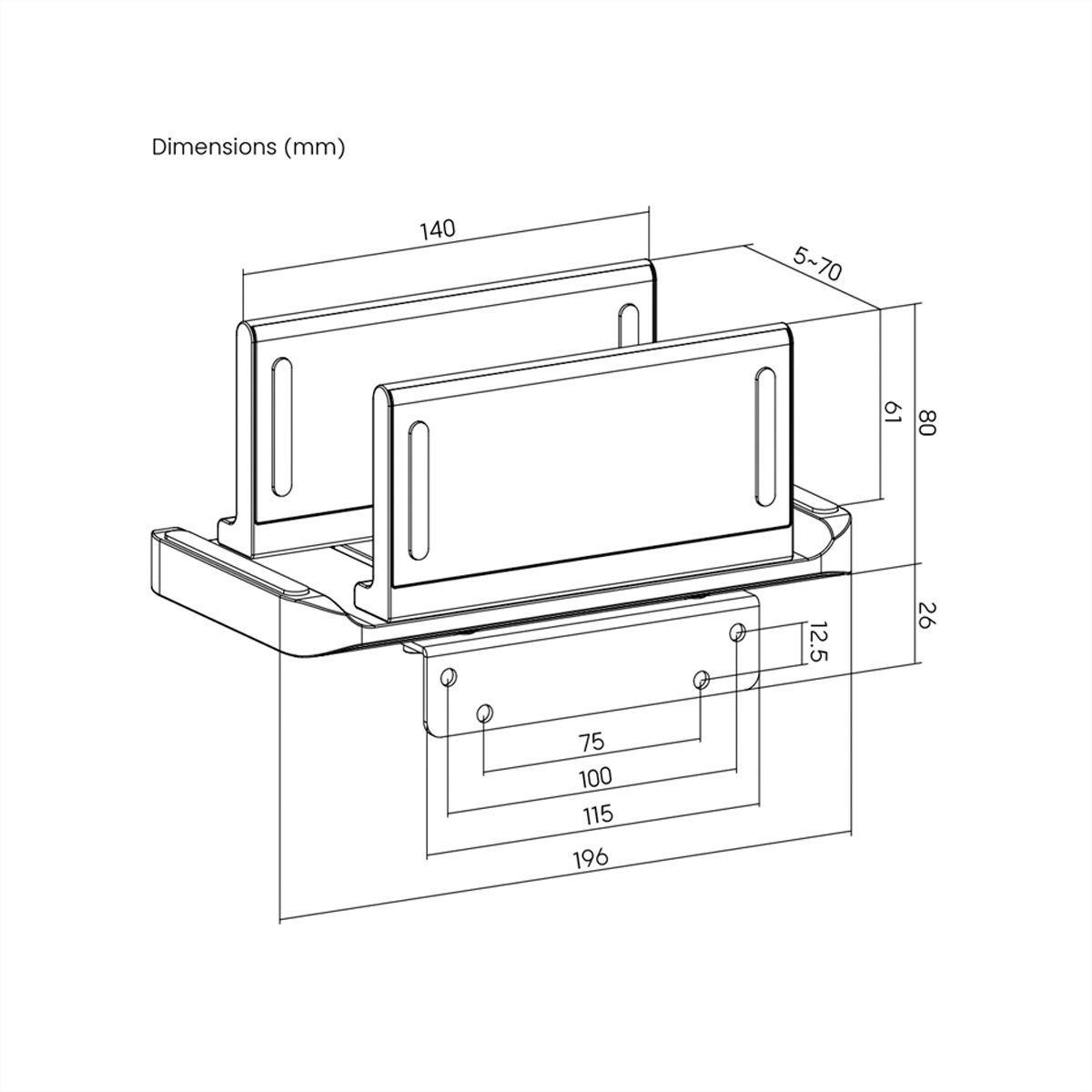 ROLINE Multifunctional CPU Mount, for Thin Clients, NUCs or Mini PCs