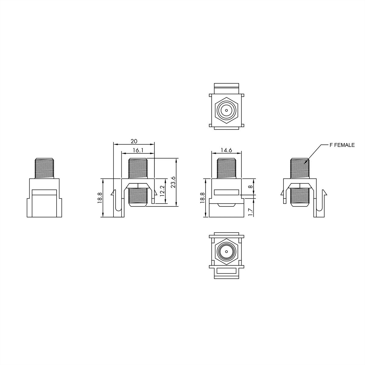 VALUE F-Type Keystone Coupler, Plastic