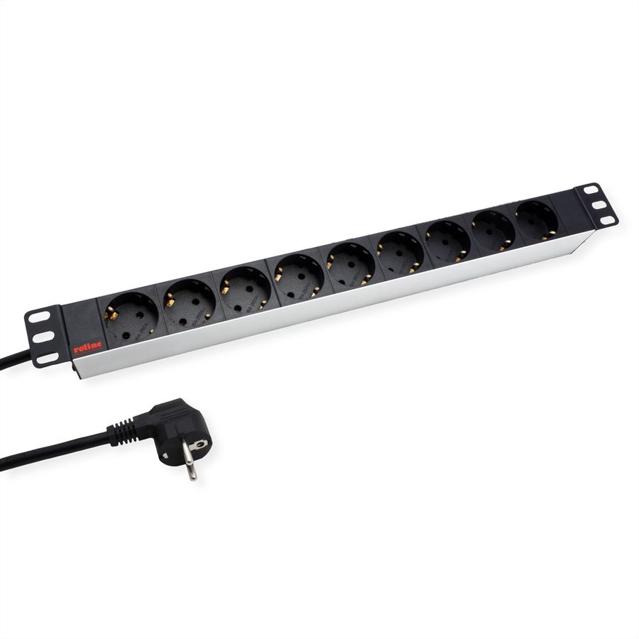 ROLINE PDU for Cabinet, 9x socket, 45°, 16A, silver, 2 m