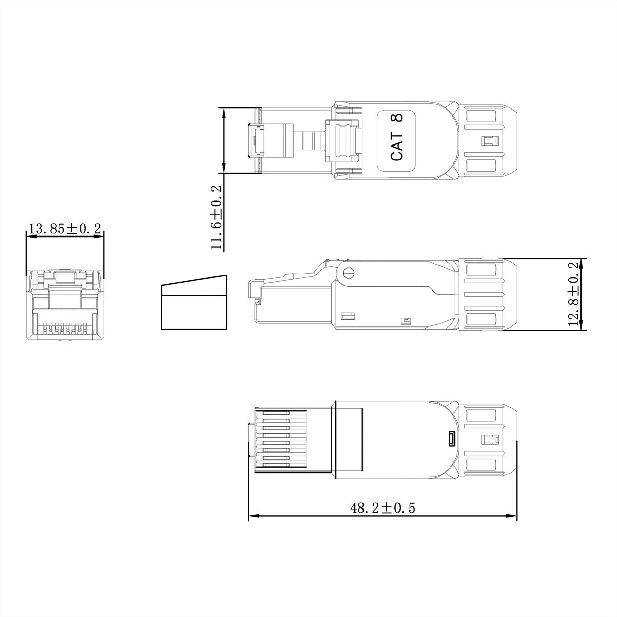 VALUE Cat.8 (Class I) Field Connector Plug RJ45, Tool-Free
