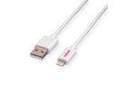ROLINE Lightning to USB Cable for iPhone, iPod, iPad, white, 1.8 m