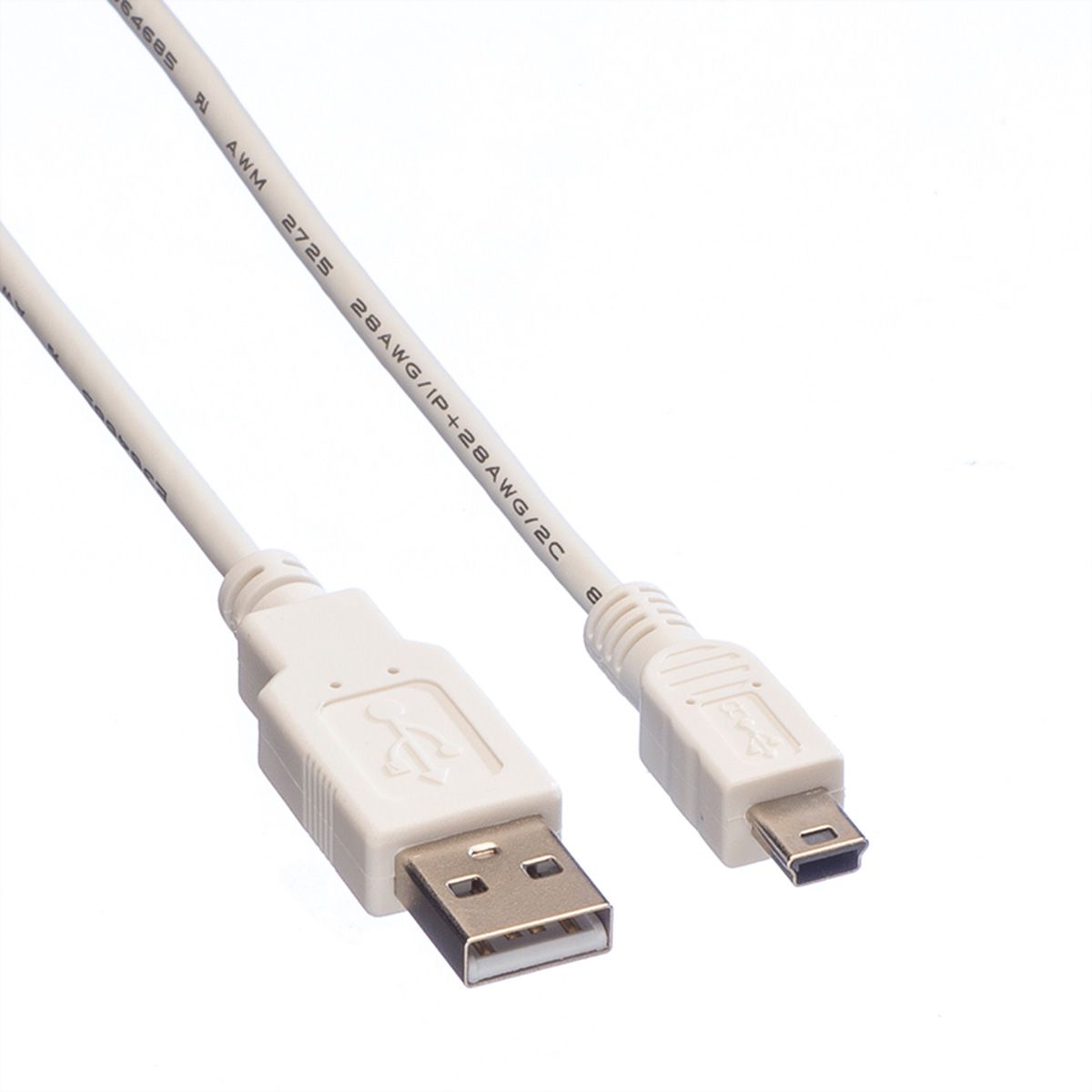 VALUE USB 2.0 Cable, A - 5-Pin Mini, M/M, white, 1.8 m