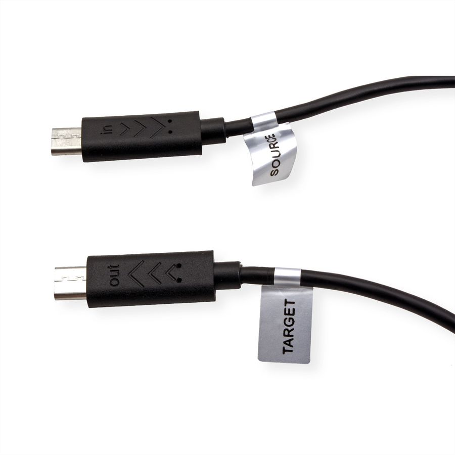 ROLINE USB 2.0 Charging Cable, Micro B - Micro B, M/M, black, 0.3 m