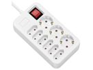 ROLINE Power Strip, 9-way, 3x German Sockets, 6x Euro-flat Sockets, with Switch, white, 1.5 m