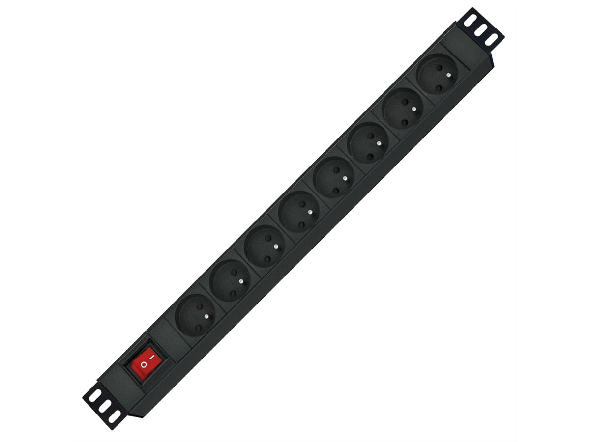 ROLINE PDU for Cabinet, 8x socket, 45°, 16A, with Switch, UTE Version, black, 2 m