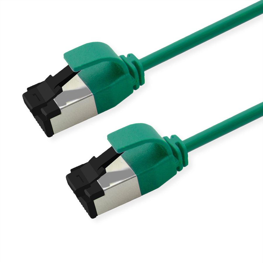 ROLINE S/FTP Patch Cord Cat. 8.1 (Class I), LSOH, Slim, PoE, green, 3 m