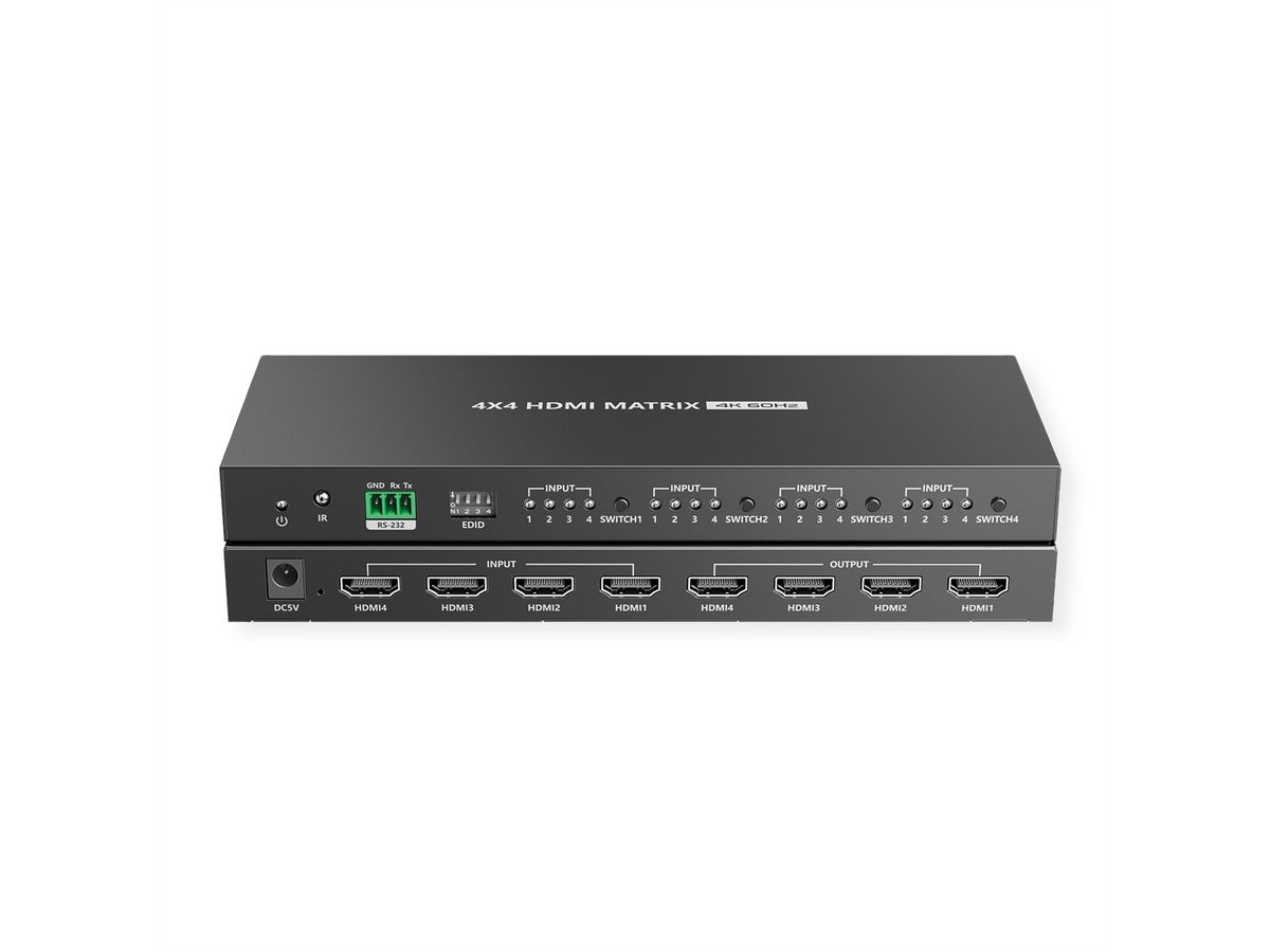 VALUE HDMI Matrix Switch, 4x4, 4K60Hz, with remote control