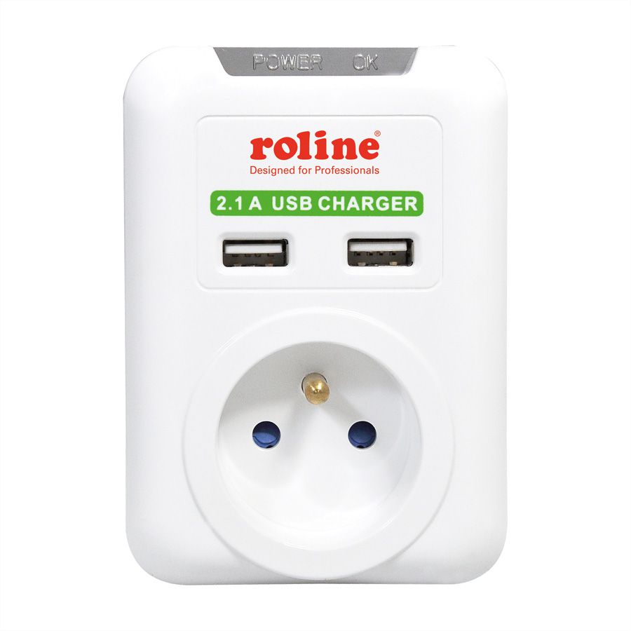 ROLINE Power Wall Outlet, 2x USB Charger, UTE version