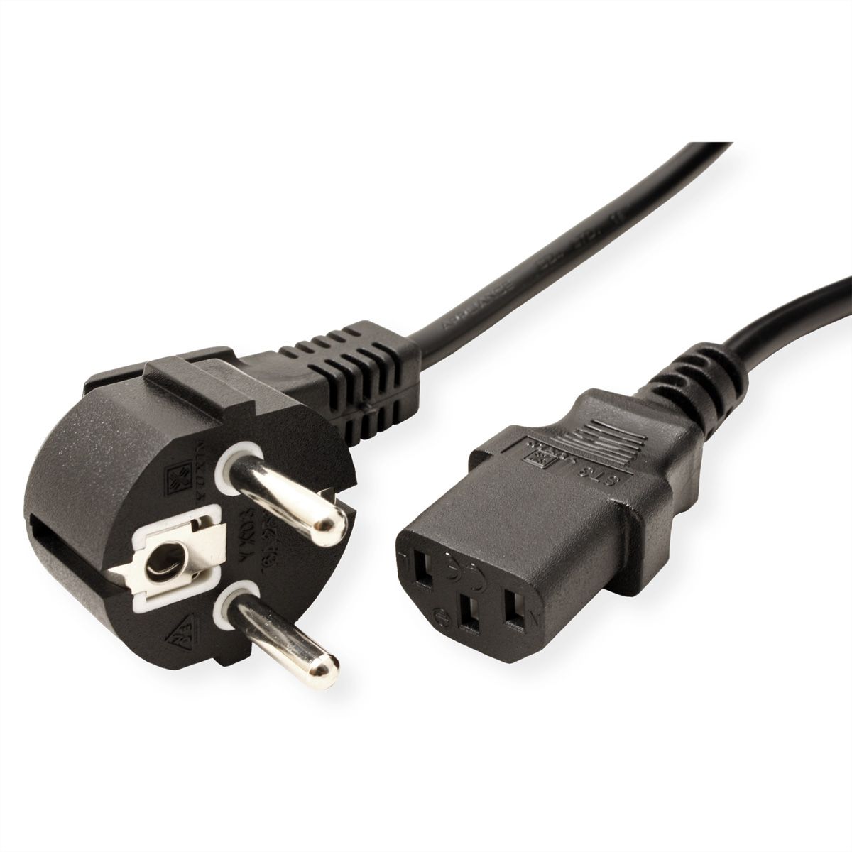 VALUE Power Cable, straight IEC Conncector, black, 1.8 m