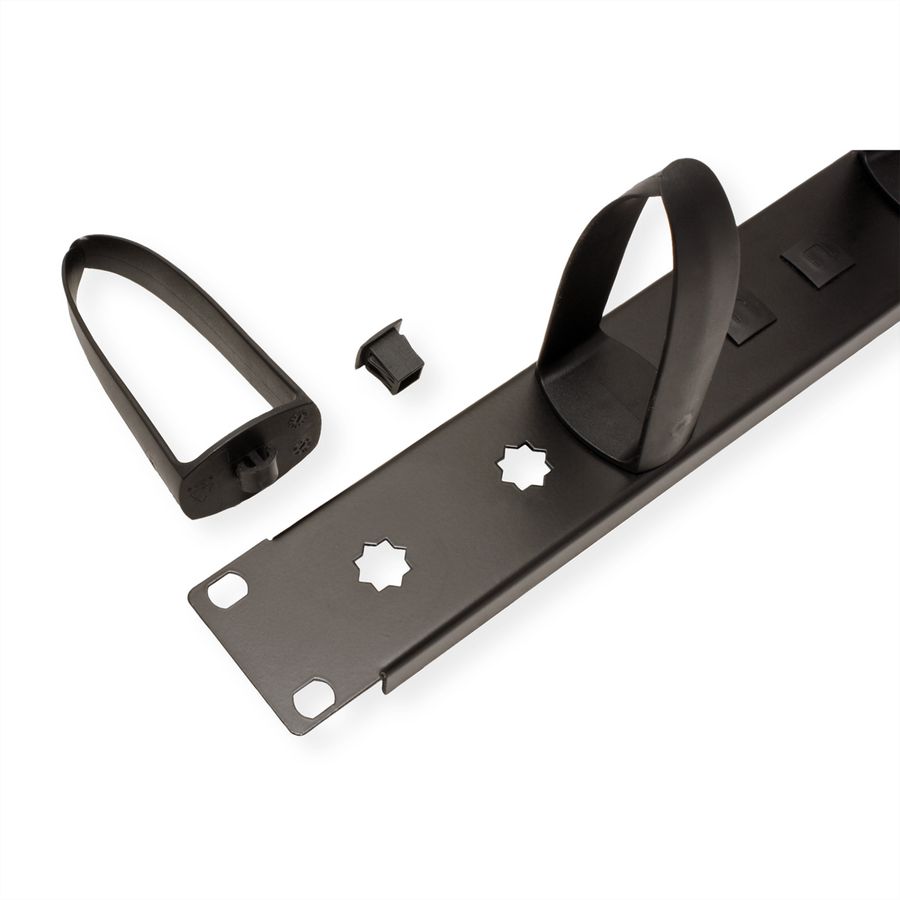 VALUE 19" Cable Management plate with Horizontal/Vertical Cable Rings for Cabinets, black