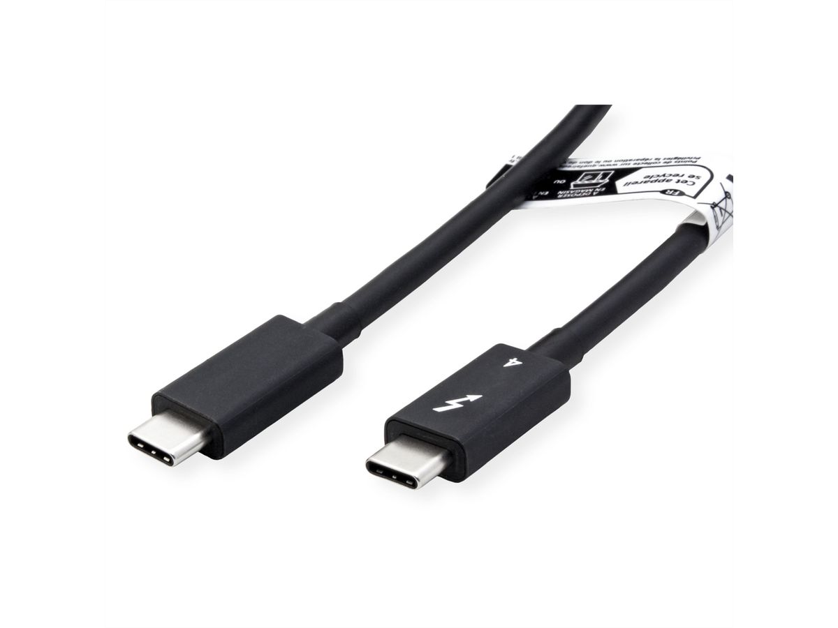 ROLINE Thunderbolt™ 4 Cable, 40Gbit/s, 100W, C-C, M/M, passive, black, 1 m