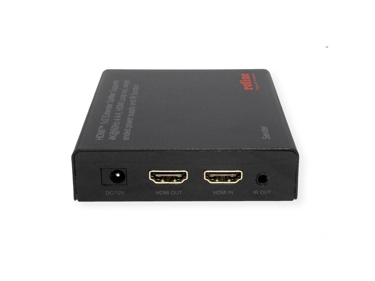 ROLINE HDMI Extender and Splitter, 1x2, via Cat6A, 70m, 4K60Hz