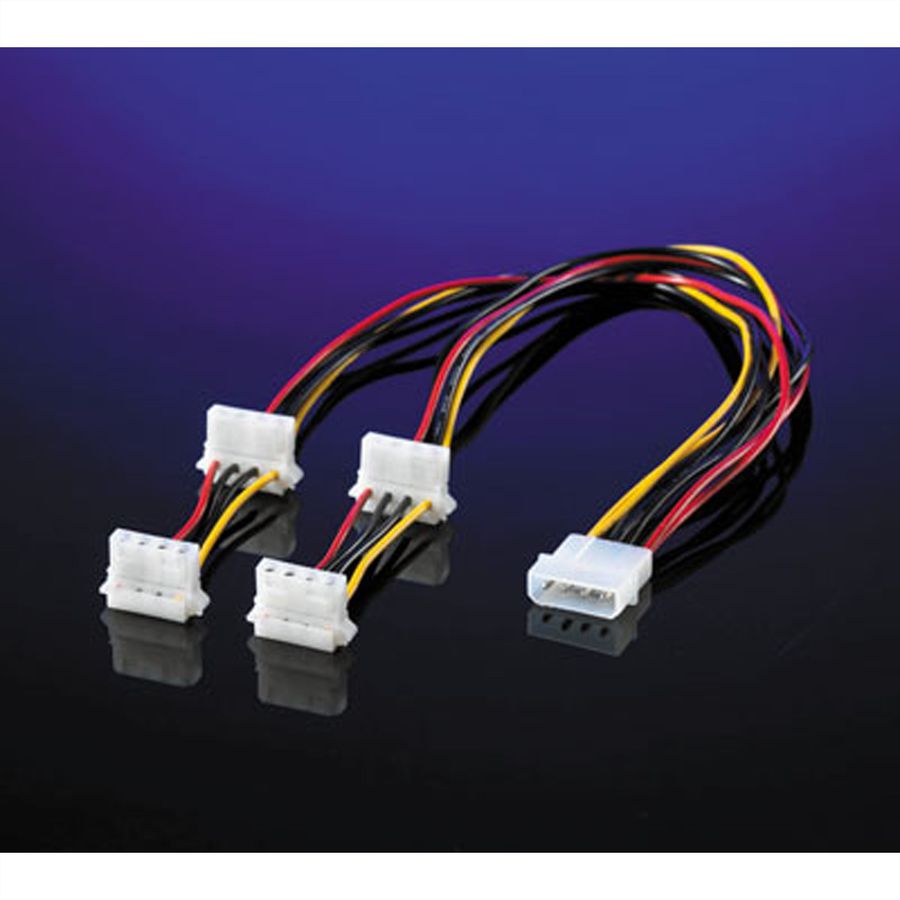 ROLINE Internal Y-Power Cable, 4-pin HDD to 4x 4-pin HDD (90°), 0.45 m