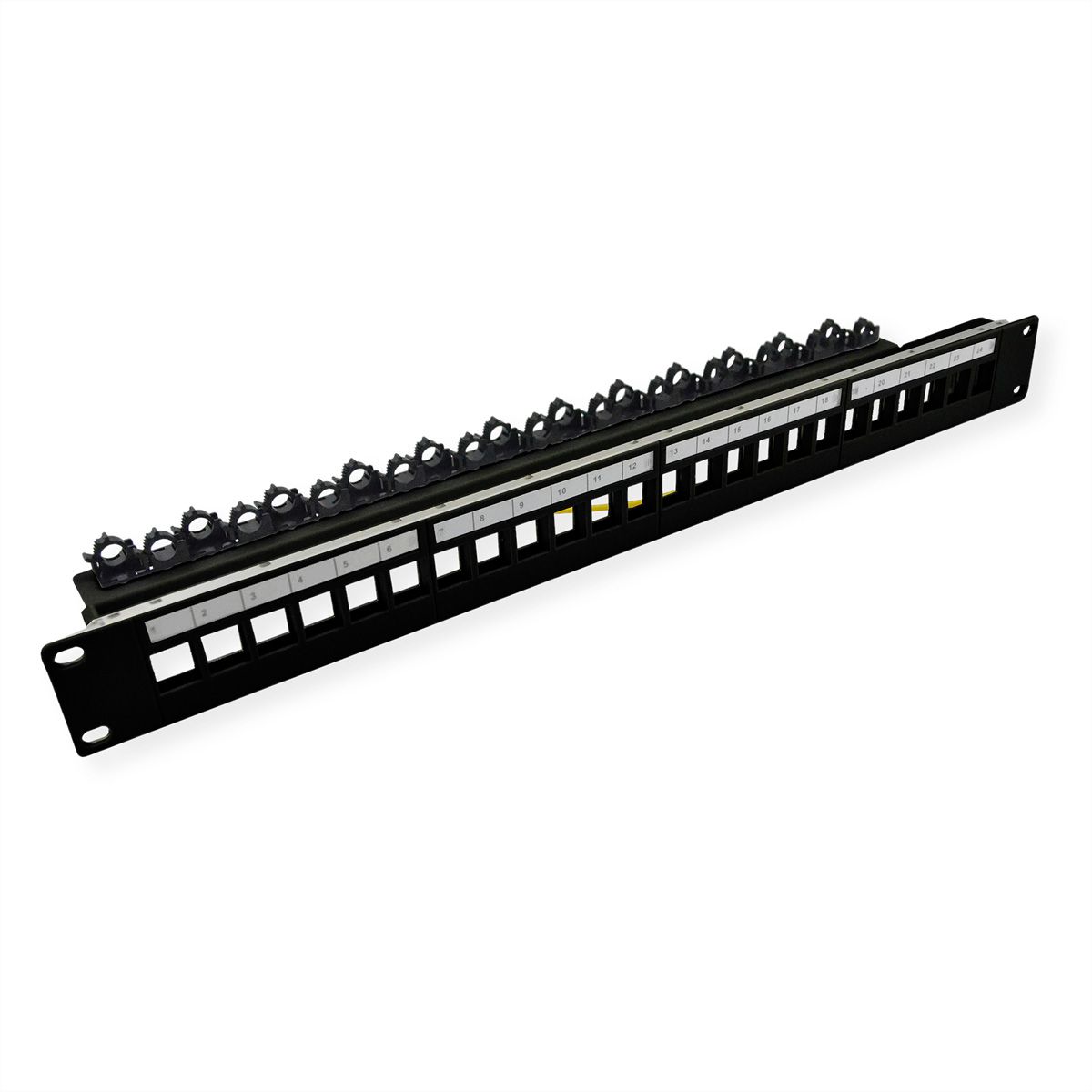 ROLINE Keystone 19'' Module Frame, empty, 24 ports, shielded, clip fixing, black