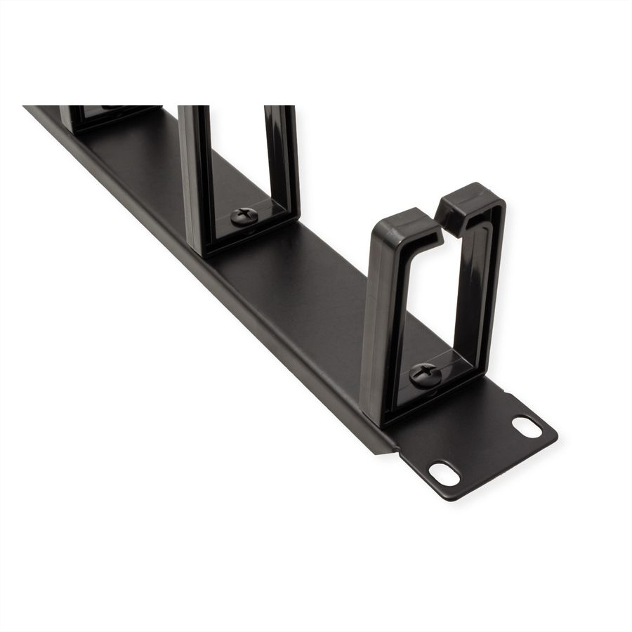 VALUE 19" 1U Cable Management Plate, C-Type, 5 Hooks, black