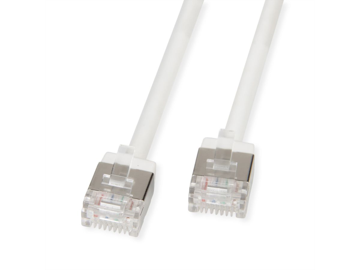 ROLINE U/FTP Data Center Patch Cord Cat.6A (Class EA), LSOH, Slim, Ultra Short Connector, white, 0.5 m