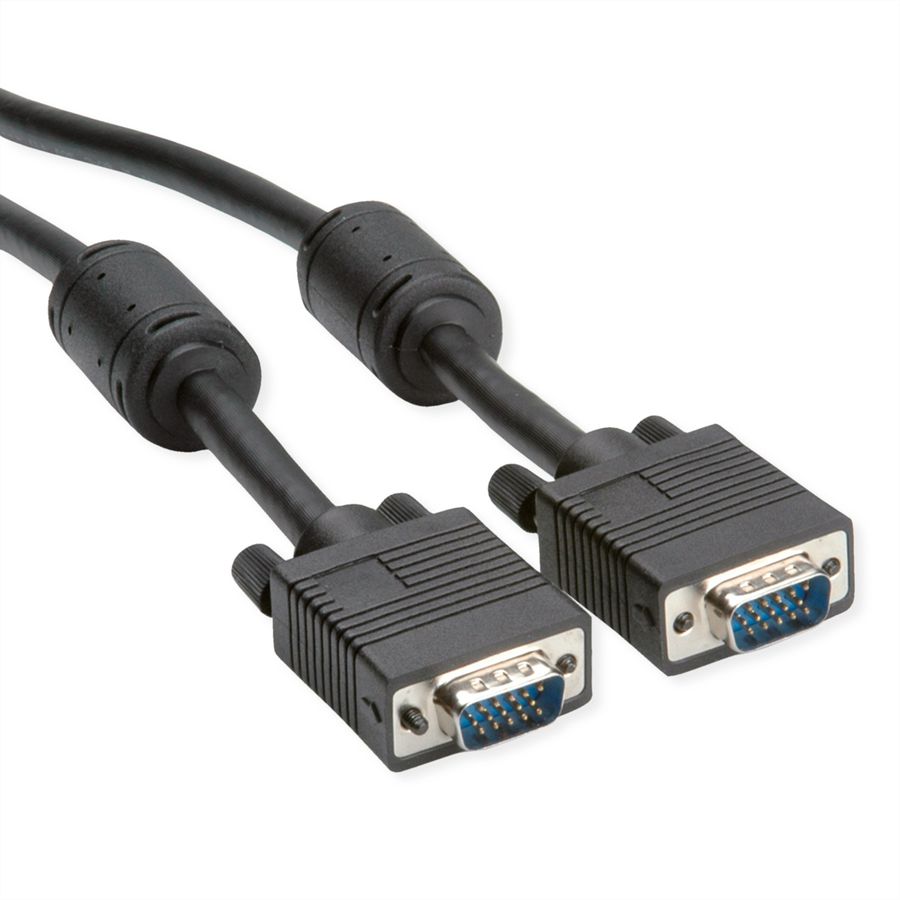 STANDARD SVGA Cable + Ferrite + DDC, HD15, M/M, black, 20 m