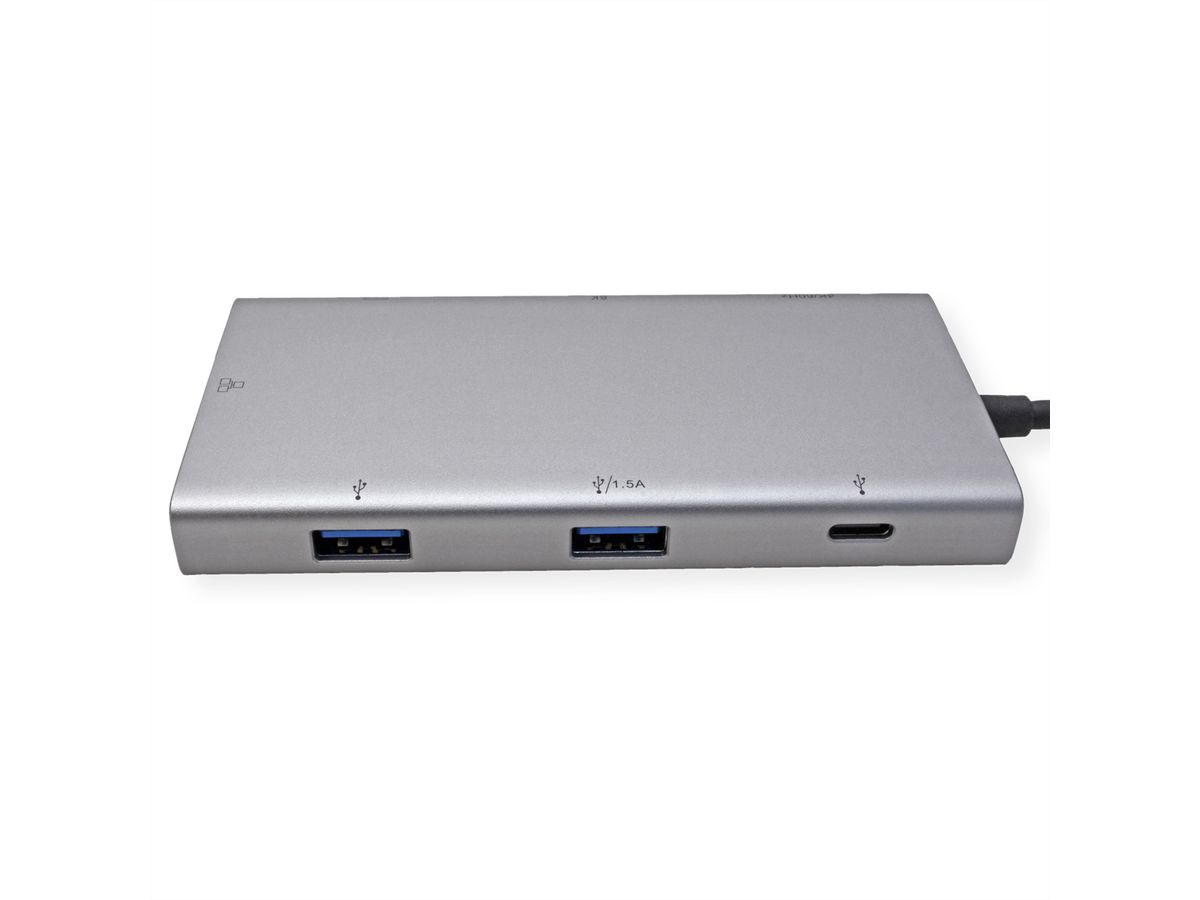 VALUE Dockingstation, HDMI+DP 4K60, 1x C USB3.2Gen1 + 2x A USB3.2 Gen1, 1x Type C PD, 1x RJ45
