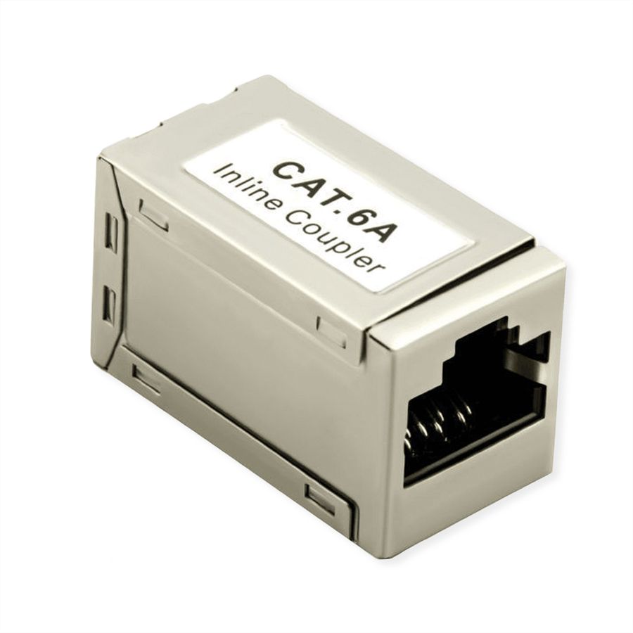 ROLINE RJ-45 Mini Inline Coupler, Cat.6A (Class EA), shielded, silver
