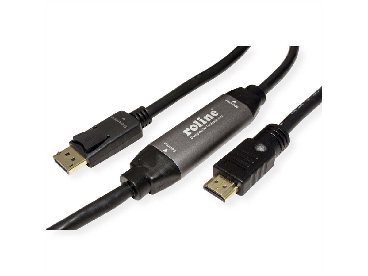 ROLINE DisplayPort Cable, DP - UHDTV, M/M, black, 10 m