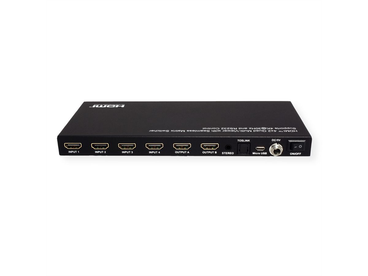 VALUE HDMI Matrix, 4x2, 4K30Hz, QUAD Multi-Viewer, seamless switching