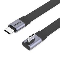 ROLINE Cable USB4 2.0, Flat, Straight-90° Angled, with Emark, C–C, M/M, 8K UHD-2, 80Gbit/s, 240W, black, 0.8 m