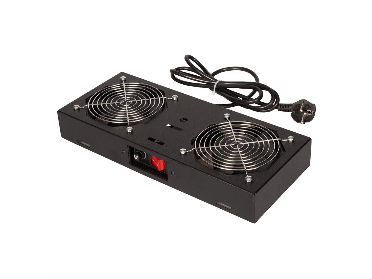 ROLINE Fan unit with 2 fans, for 19" Wall Cabinet black