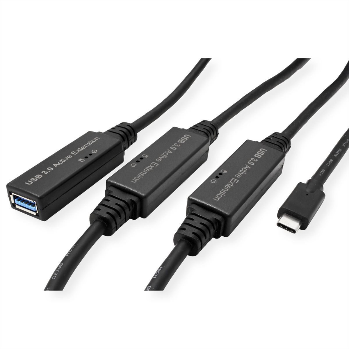 ROLINE USB 3.2 Gen 1 Active Repeater Cable, black, 20 m