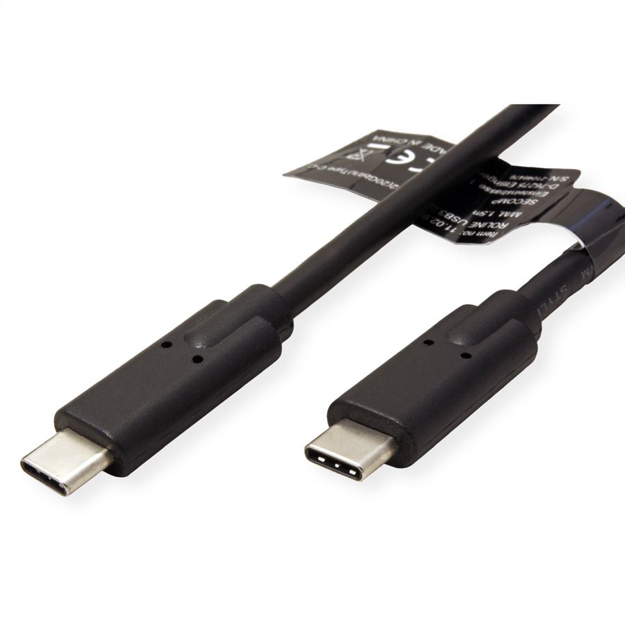 ROLINE USB 3.2 Gen 2x2 Cable, PD, C-C, M/M, 4K UHD-1, 20Gbit/s, Emark, 100W, black, 1.5 m