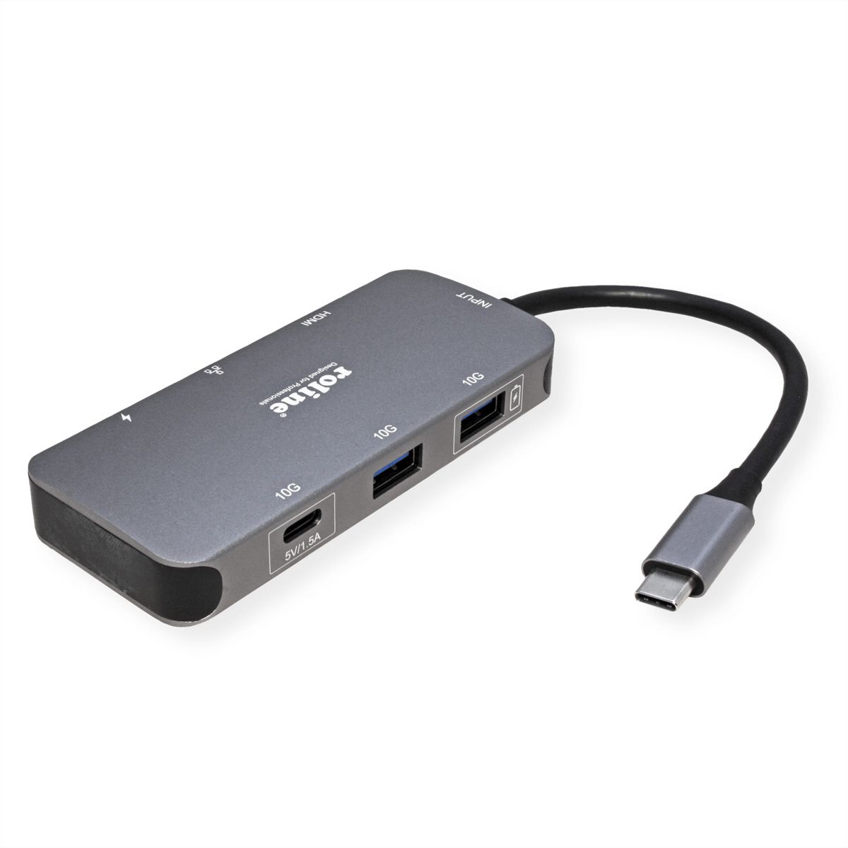ROLINE USB-C Multiport Docking Station, 4K HDMI, 2x USB 3.2 Gen 2, 1x USB Type C PD (Power Delivery), 1x Gigabit Ethernet