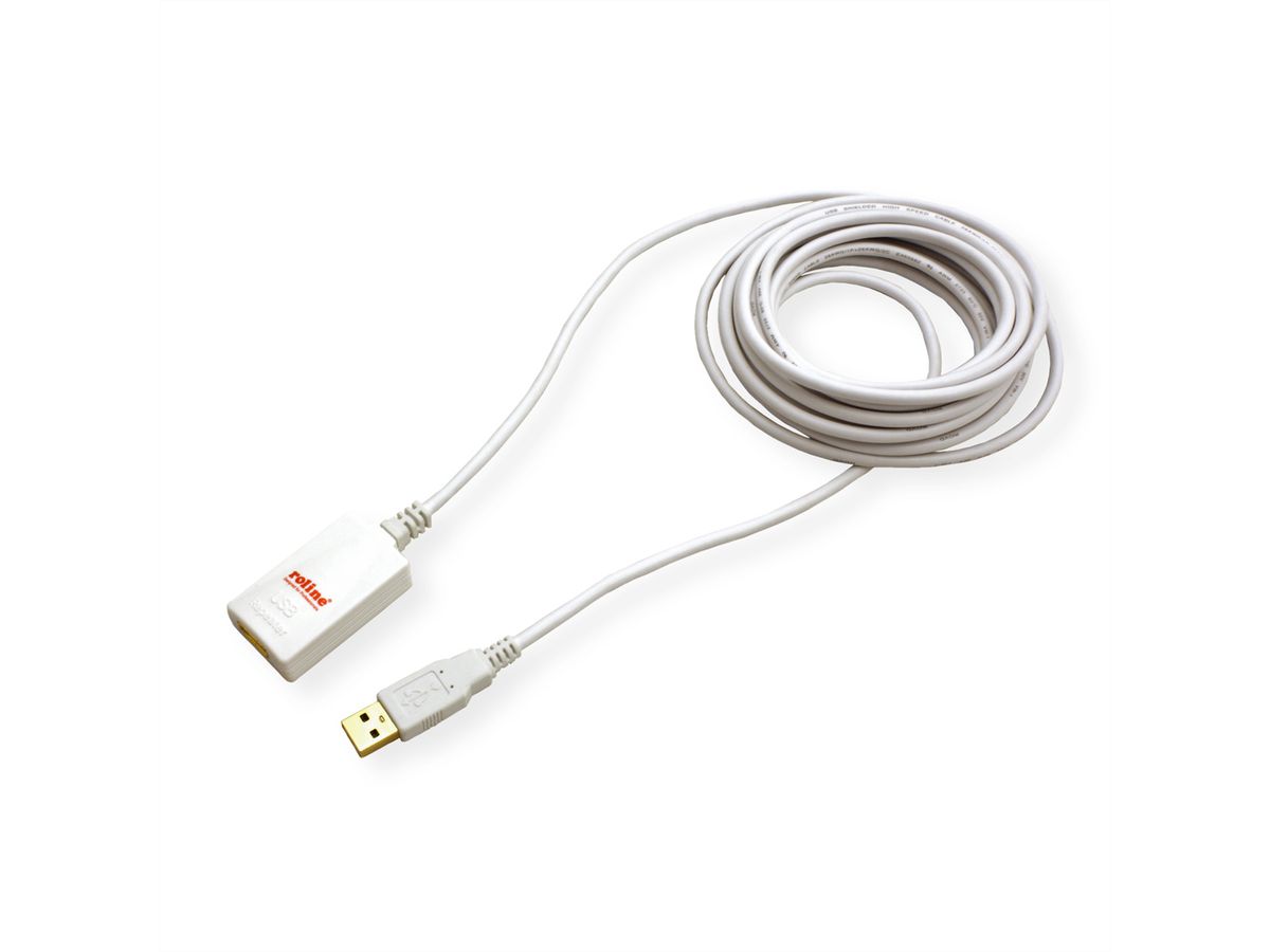 ROLINE USB 2.0 Extension Cable, 1 Port, white, 5 m