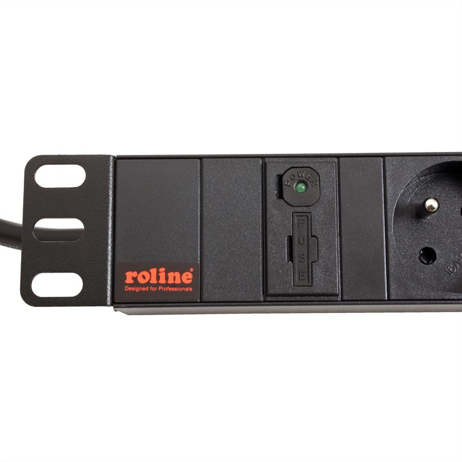 ROLINE 19" PDU for Cabinets 8x 2300W, UTE Version, IEC320 C14 M, black, 2 m