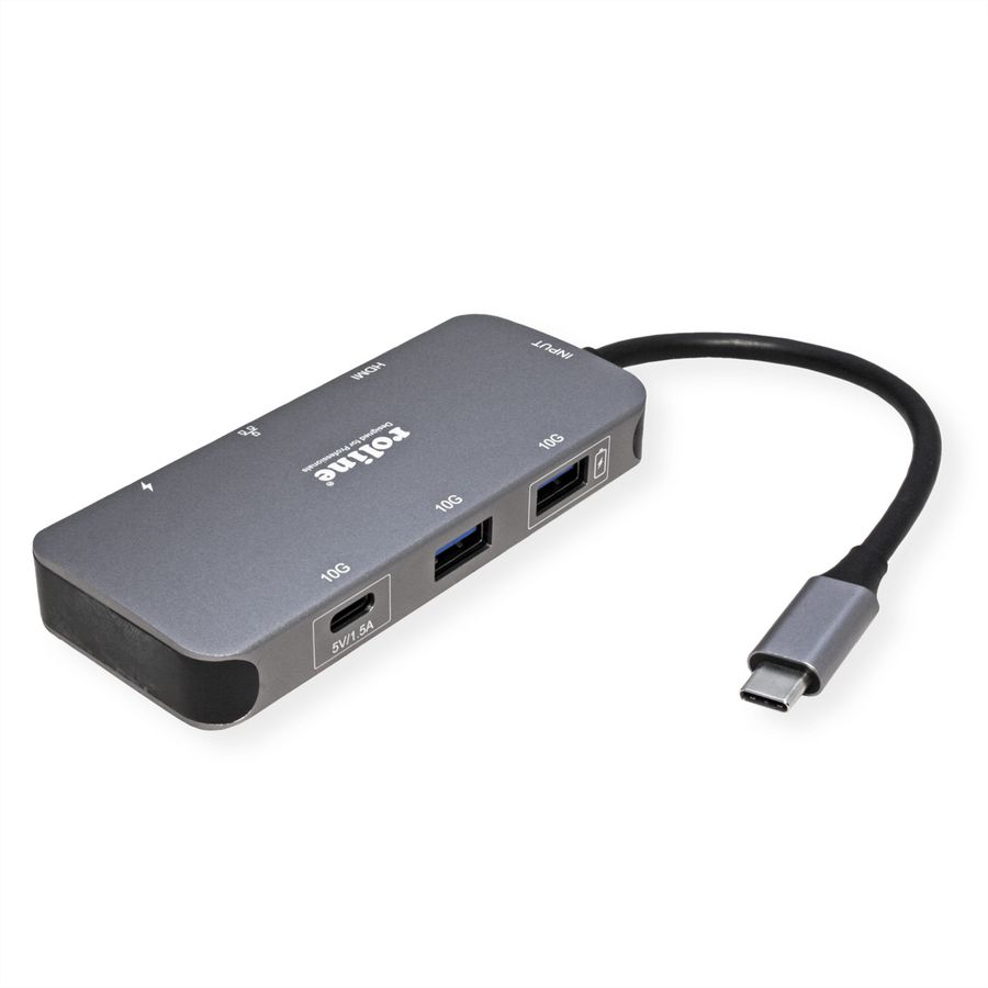 ROLINE USB-C Multiport Docking Station, 4K HDMI, 2x USB 3.2 Gen 2, 1x USB Type C PD (Power Delivery), 1x Gigabit Ethernet