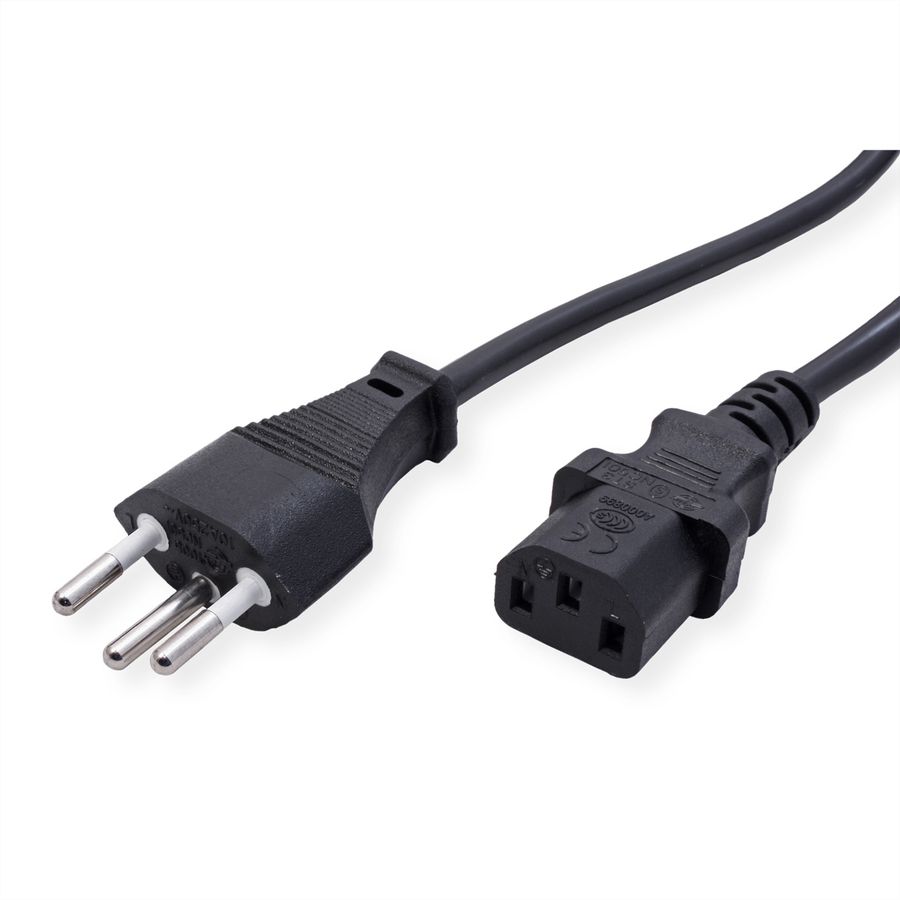 VALUE Power Cable, Straight IEC, CH, black, 3 m