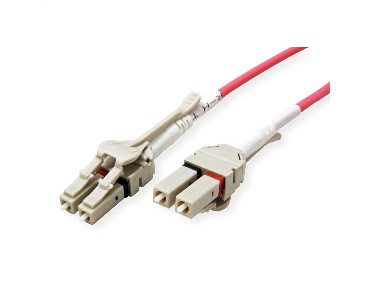ROLINE FO Jumper Cable 50/125µm OM4, LC/LC, Low-Loss-Connector, for Data Center, violet, 0.5 m