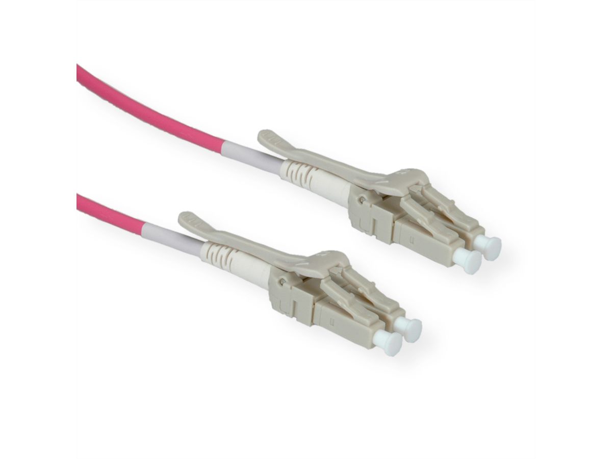 ROLINE FO Jumper Cable 50/125µm OM4, LC/LC, Low-Loss-Connector, for Data Center, violet, 1 m